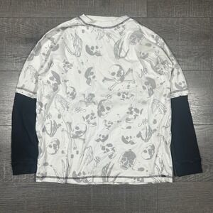 Makaveli Branded Skull Graphic Layered Long Sleeve Shirt White Black Mens 20